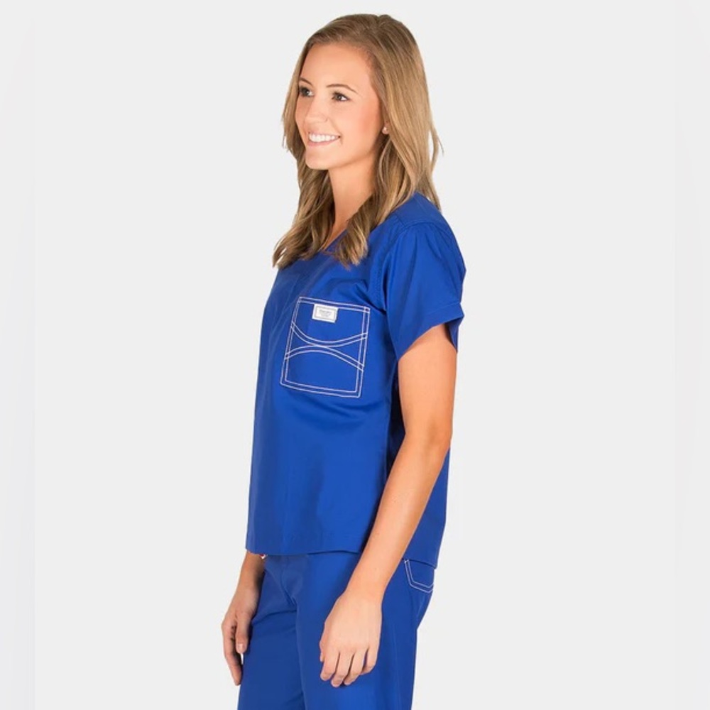 Blue Sky Co. Women’s Classic Shelby Scrub Top in Royal Blue- Size XXS